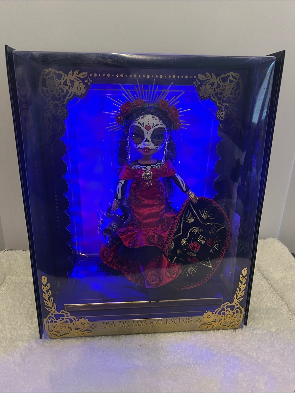 Rainbow High Day of the Dead Decorative Figurine in Red with Floral Accents